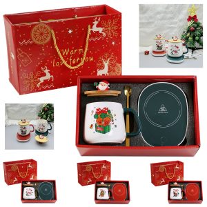 Heated Ceramic Cup With Lid Christmas Set