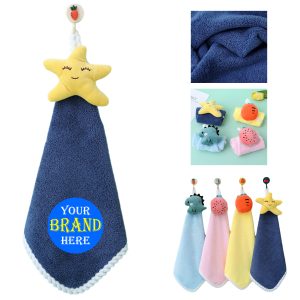 11.8 X 11.8Inch Coral Velvet Hangable Cute Hand Towel