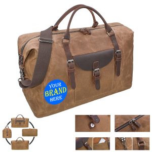 Large Waterproof Canvas And Leather Duffle Bag