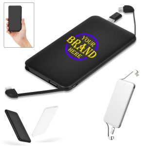 5000Mah Portable Charger With Built-In Cables