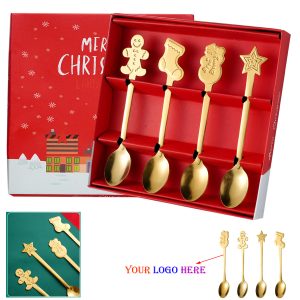 4 Pcs Christmas Spoons-Gold
