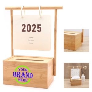 Bamboo Portable Desk Calendar Napkin Holders